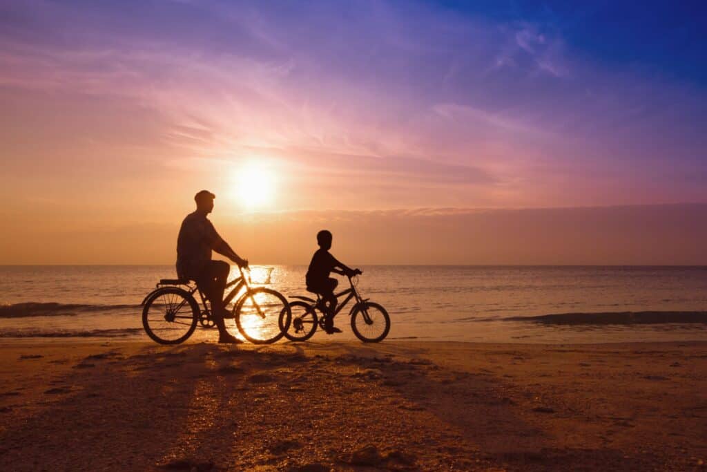 family riding bikes quality family time